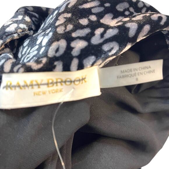 Ramy Brook Lennon Silk-Blend Velvet Midi Dress Black Grey Leopard Print Sz 8 NEW - Picture 7 of 9